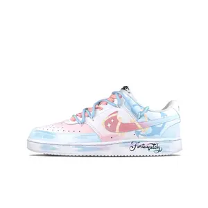 Скейтбордные кеды Court Vision 1 унисекс с низким верхом розового/белого, синего цвета Nike, лазурный