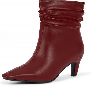 Женские ботильоны на низком каблуке с мягким верхом, плисе с закрытым квадратным носком Odetina, Red