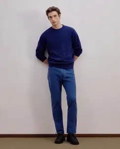 Мужские брюки с пятью карманами, спортивного стиля, обычного кроя, из хлопка с эластаном Dustin, синий
