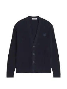 Кардиган с текстурой и нашивкой-логотипом Maison Kitsune, синий