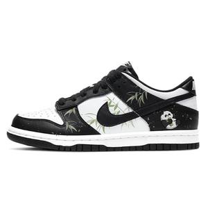 Кастомизированные кроссовки Nike Dunk Skateboarding Women's Low-top, черный/белый/зеленый