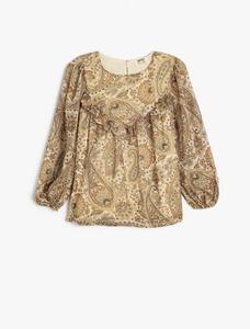 Блуза Koton, коричневый/шоколадный