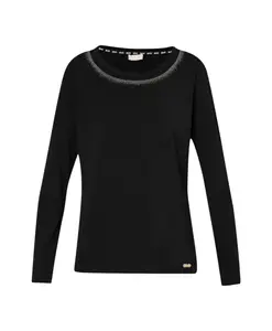 Футболка с длинными рукавами с логотипом и драгоценным камнем Liu Jo, черный
