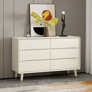 Mikemijia Комод 80 см шириной для спальни и гостиной из массива дерева с лаковым покрытием, 6 ящиков, панельная рама