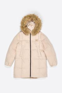 Пуховик Bimba Y Lola Padded With Straight Down And Ivory Fur Hood, светло-бежевый