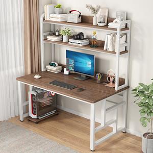 Компьютерный стол Xinmeikai с полками, белая рама + темный орех, 80x60x170 см