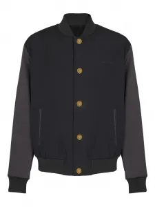 Шерстяной жакет с атласными рукавами BALMAIN, черный