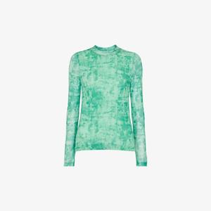 Топ из эластичной сетки с длинными рукавами и принтом Brushwork-Print Whistles, мультиколор