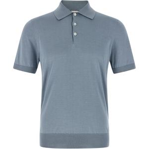 Хлопковая поло с контрастной отделкой Brunello Cucinelli, светло синий