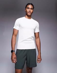 Тренировочная футболка в рубчик в винтажном белом цвете 4505