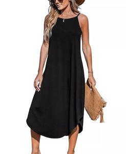 Женское прикрытое платье миди на бретельках CUPSHE, черный