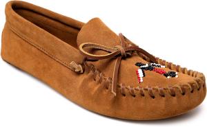 Мокасины Minnetonka для мужчин Thunderbird Animikii с мягкой кожаной подошвой и бисерной отделкой, коричневый