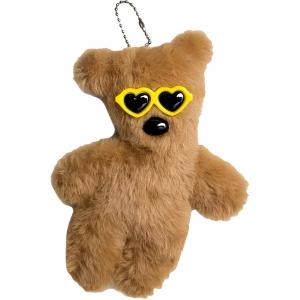 Милый плюшевый брелок с медвежонком с кривой головкой высота 14,5 см ROUERXIONG, желтый