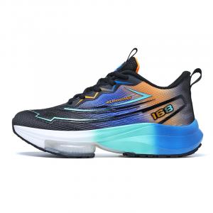 MEKY Мужские беговые кроссовки низкие черно-бело-зеленые с черно-оранжевым, цвет Black Orange