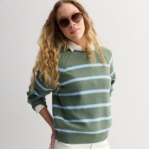 Женский свитер с воротником-стойкой и рукавом реглан Sonoma Goods For Life, Olive Blue Stripe