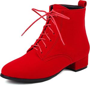 Женские ботинки на шнуровке с плоской подошвой до щиколотки, модные, с круглым носком, низким каблуком, замшевые, готические, короткие мотоциклетные Aflngle, Red