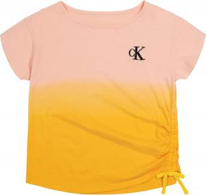 Футболка с короткими рукавами и логотипом Calvin Klein для девочек, завязывающейся спереди и без этикетки внутри, Peach Ombre