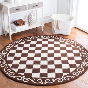 Круглый ковер 244 x 244 см SAFAVIEH Chelsea Collection Brown / Ivory HK711B ручной работы в стиле французского кантри из шерсти