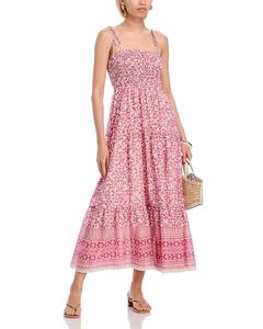 Платье макси с присборенной кокеткой Border - эксклюзив AQUA, красный