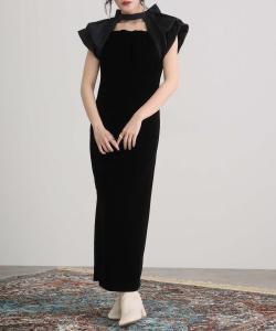 Бархатное платье с драпировкой для свадеб, торжественных вечеринок, встреч выпускников и церемоний Pourvous, цвет Black