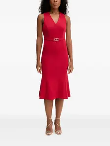 Платье с V-образным вырезом и поясом Twinset, красный