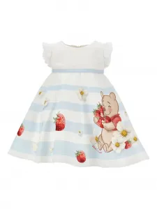 Полосатое платье с оборками Monnalisa, белый