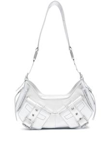 Biasia Y2k leather shoulder bag, серебристый