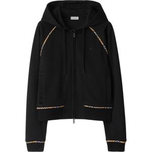 Худи с завязками и молнией в клетку Burberry, черный