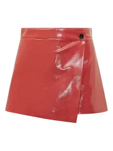 Лакированная юбка-шорты асимметричного кроя MSGM, красный