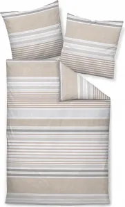 Постельное белье Janine Premium Flannel Davos - Stripes 155 x 220 см в песочную полоску, песочный, серый, белый Original Janine