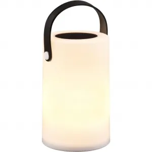 REALITY Светодиольная уличная настольная лампа GARCIA, настольная лампа для улицы с ручкой для переноски, IP44, Светодиодная панель 1 шт., теплый белый, смена цвета RGBW, высота 20 см, диаметр 13 см, переключатель Reality Leuchten, белый