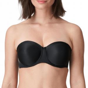 Черный атласный бюстгальтер без бретелей PrimaDonna