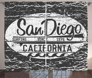 Штора в деревенском стиле Сан-Диего от ABAKUHAUS, винтажный серый гранж, присборенная тесьма для спальни с петлями и крючками, 280 x 225 см, цвет: угольно-серый и бледно-серый Abakuhaus