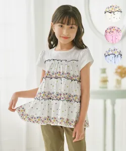 Многоярусная туника с цветочным узором Suite Kids, цвет Off-White [502]