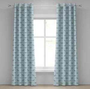 Штора на люверсах ABAKUHAUS "Самолет", винтажные бипланы в синем небе, крылья скоростных пропеллеров в ретро-дизайне, декоративные двухпанельные шторы, 280 см x 225 см, бледно-голубой, черный, белый Abakuhaus