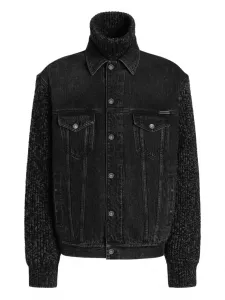 Джинсовая куртка с трикотажной вставкой DOLCE & GABBANA, черный