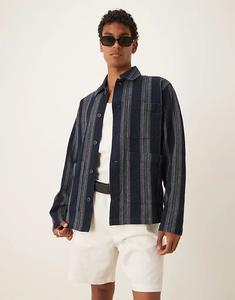 Selected вафельная рубашка из 100% хлопка в темно-синюю полоску