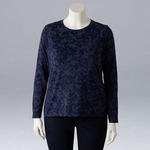 Футболка с длинным рукавом и круглым вырезом Plus size Simply Vera Vera Wang, Liberty Navy