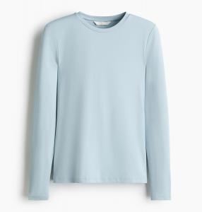 Лонгслив H&M Microfibre, светло-бирюзовый