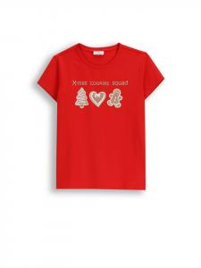 Рождественская футболка с короткими рукавами красного цвета Coccodrillo