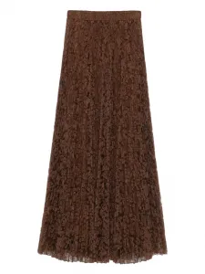 Кружевная юбка макси со складками Ermanno Scervino, коричневый