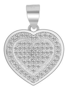 Adeliás Женский кулон - Сердце. Кулон в форме сердца из серебра 925 пробы с кубическим цирконием в серебряной оправе