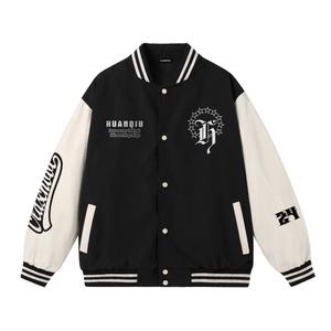 Бейсбольная майка Unisex с бейсбольным воротником, умеренно прямого кроя HUANQIU, черный