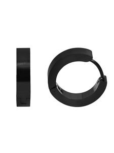 Adeliás Серьги унисекс - серьги-кольца на шарнирах из нержавеющей стали черного цвета