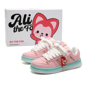 Скользоустойчивые, износостойкие, легкие, дышащие низкие кеды для скейтбординга унисекс с коробкой ALI THE FOX, розовый