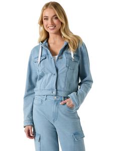 Джинсовая укороченная куртка с капюшоном Angela Guess Factory, светлый оттенок