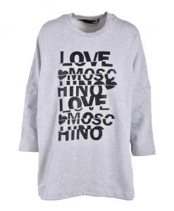 Хлопковый вязаный свитер Love Moschino, серый