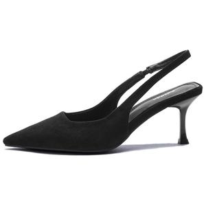 Тонкий каблук Женские туфли на высоком каблуке 7.5 см AGSDON, черный[Suede]7.5cm