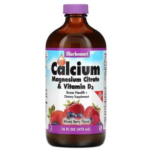 Bluebonnet Nutrition Жидкий цитрат кальция и магния с витамином D3 натуральный ягодный вкус, 472 мл