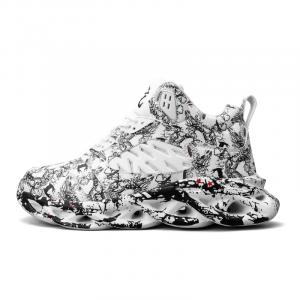 Противоскользящие и износостойкие, легкие, увеличивающие рост, кроссовки среднего размера, массивные, мужские PNKE, White